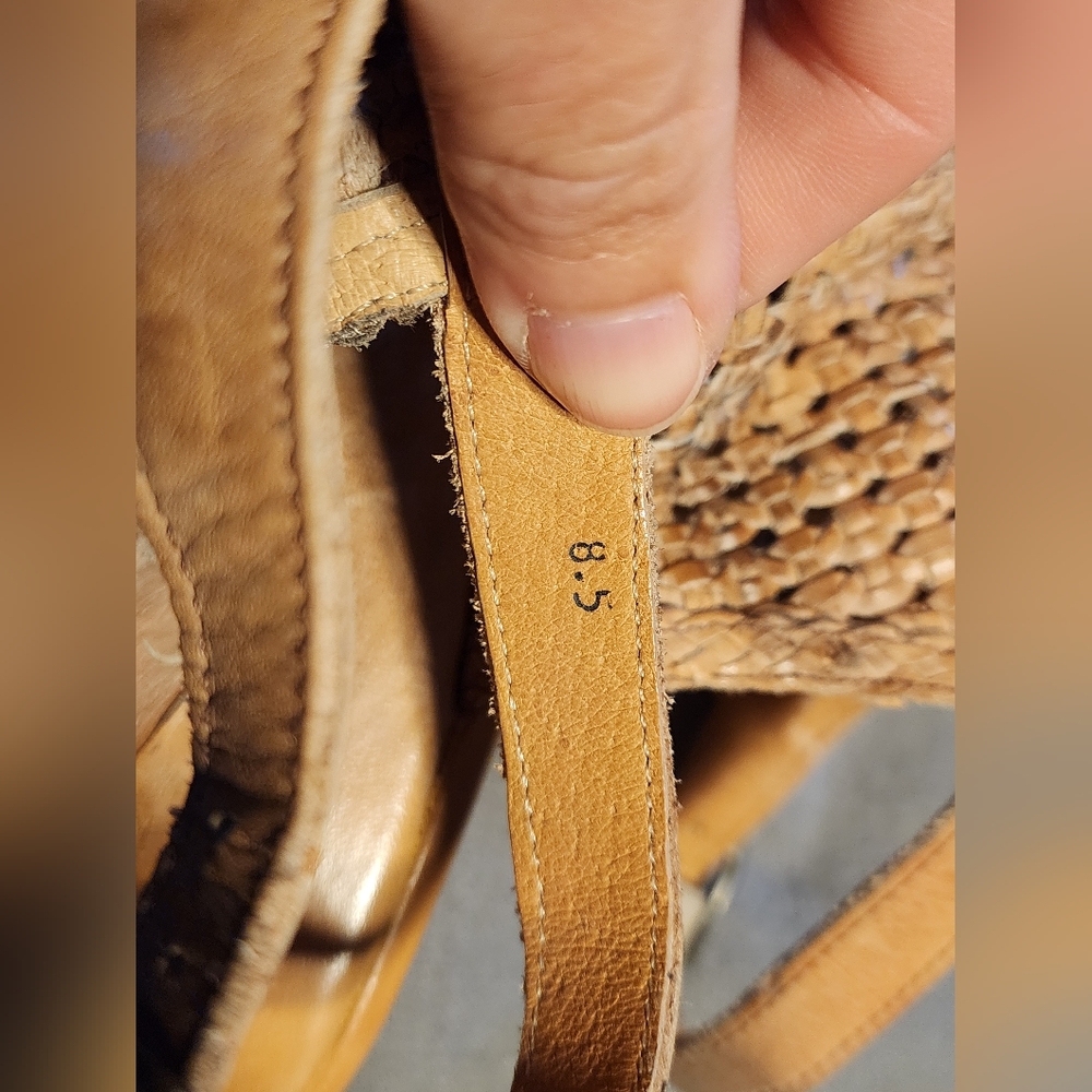 Bed Stu Tan Woven Leather Platform Wedge Sandals - Picture 6 of 6